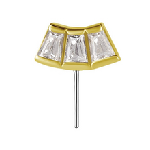 18K Gold Vertical Helix & Contraconch Attachment for Threadless Labret - Baquette Premium Zirconia - 8mm