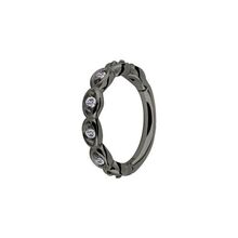 Grey/Black Steel Hinged Ring - Rounded Premium Zirconia
