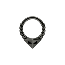 Grey/Black Steel Hinged Clicker Ring - Faceted Point Design