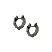 Grey/Black Steel Hoop Earrings - Pyramid Design