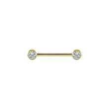 Gold Titanium Internal Thread Nipple Bar - Double Premium Zirconia