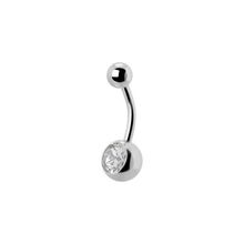 Surgical Steel Single Jewelled Belly Ring - Crystal 14 Gauge 10mm