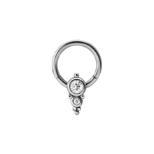 Surgical Steel Hinged Clicker Ring - Double Crystal