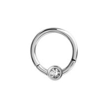Surgical Steel Hinged Ring - Crystal