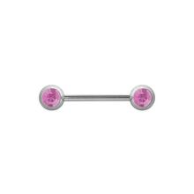 Surgical Steel Nipple Barbell - Double Gem