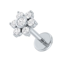Titanium - Cubic Zirconia Blossom - Threadless 18G - 7mm Flatback Stud