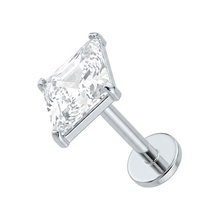 Titanium - Cubic Zirconia Diamond - Threadless 18G - 7mm Flatback Stud