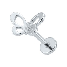 Titanium - Butterfly Outline - Threadless 18G - 7mm Flatback Stud