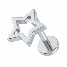 Titanium - Star Outline - Threadless 18G - 7mm Flatback Stud