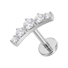 Titanium - Cubic Zirconia Tiara - Threadless 18G - 7mm Flatback Stud