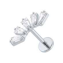 Titanium - Cubic Zirconia Trapezoid Fan - Threadless 18G - 7mm Flatback Stud