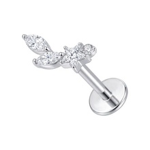 Titanium - Cubic Zirconia Shooting Star - Threadless 18G - 7mm Flatback Stud