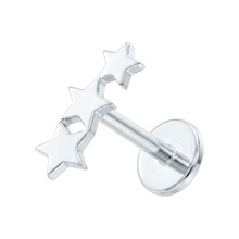 Titanium - Star Trio - Threadless 18G - 7mm Flatback Stud