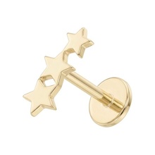 Gold Titanium - Star Trio - Threadless 18G - 7mm Flatback Stud