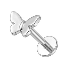 Titanium - Butterfly - Threadless 18G - 7mm Flatback Stud