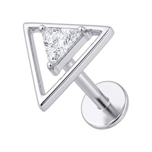 Titanium - Cubic Zirconia Arrow - Threadless 18G - 7mm Flatback Stud