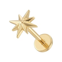 Gold Titanium - Sparkle - Threadless 18G - 7mm Flatback Stud