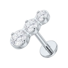 Titanium - Cubic Zirconia Circle Cluster - Threadless 18G - 7mm Flatback Stud