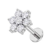 Titanium - Cubic Zirconia Plum Blossom - Threadless 18G - 7mm Flatback Stud