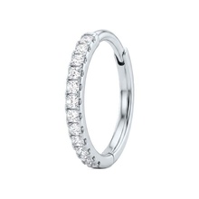 Titanium Hinged Ring - Cubic Zirconia Seamless Cluster - 18G - 8mm