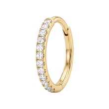 Gold Titanium Hinged Ring - Cubic Zirconia Seamless Cluster - 18G - 8mm