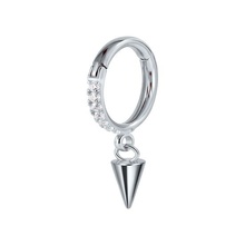 Titanium Earrings - Cubic Zirconia Triangle Pendant - 18G - 8mm