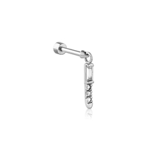 Surgical Steel Flat Back Labret Baguette 3 Stone Prong Set Bar Jewellery Charm - Cubic Zirconia