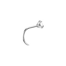 Surgical Steel Pigtail Nose Stud - Claw Set Cubic Zirconia