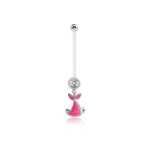PTFE Pregnancy Belly Bar - Crystal Stork Jewellery Charm