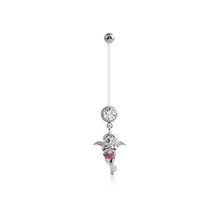 PTFE Pregnancy  Belly Bar - Crystal Cherub Jewellery Charm 14 Gauge - 30mm