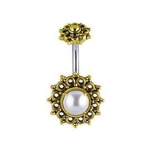 Surgical Steel Belly Banana - Large Pearl 14 Gauge - 10mm