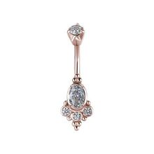 Rose Gold Steel Bar - Cubic Zirconia Oval Cluster