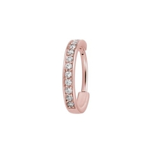 Rose Gold Steel Hinged Conch Ring - Single Row Cubic Zirconia 16 Gauge - 12mm