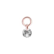 Rose Gold Steel Jewelled Charm - Round Cubic Zirconia