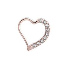 Rose Gold Steel Heart Daith Ring - Premium Zirconia