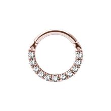 Rose Gold Steel Hinged Clicker Ring - Front Facing Premium Zirconia
