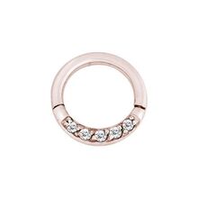 Rose Gold Steel Hinged Ring - Front Facing Cubic Zirconia 16 Gauge - 8mm