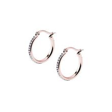 Rose Gold Steel Hoop Earrings - Fine Premium Crystal