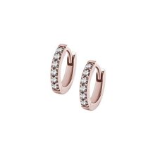 Rose Gold Steel Huggies Hoop Earrings - Cubic Zirconia