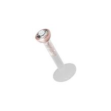 Bioplast Flat Back Labret and Rose Gold Steel Crystal Attachment