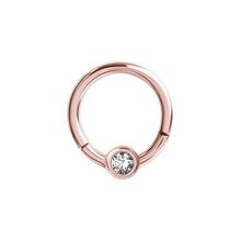 Rose Gold Steel Septum Ring - Crystal