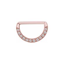 Rose Gold Steel Nipple Ring - Cubic Zirconia