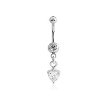 Surgical Steel Mini Belly Ring - Crystal Heart Jewellery Charm 14 Gauge - 10mm