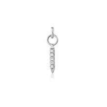 Surgical Steel 5 Stone Pave Set Bar Charm - Cubic Zirconia