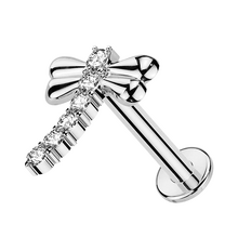 Titanium Threadless Labret - Dragonfly - Cubic Zirconia