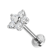Titanium - Flower - Cubic Zirconia - Threadless Labret