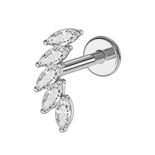 Titanium - Leaf Cluster - Cubic Zirconia - Threadless Labret