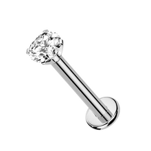 Titanium - Round Bezel - Cubic Zirconia - Threadless Labret