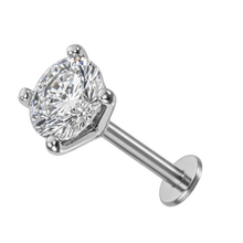 Titanium - Round Clawset - Cubic Zirconia - Threadless Labret