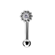 Titanium Internal Thread Rook Bar - Premium Zirconia Ball Flower Cluster